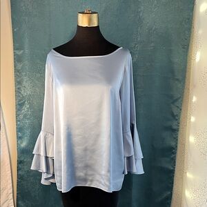 Boston Proper Light Blue Blouse with Flared Sleeves